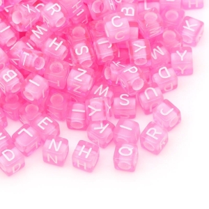 Plastic Alphabet Connectors for Jewellery (Pack of 100) - Baby Pink