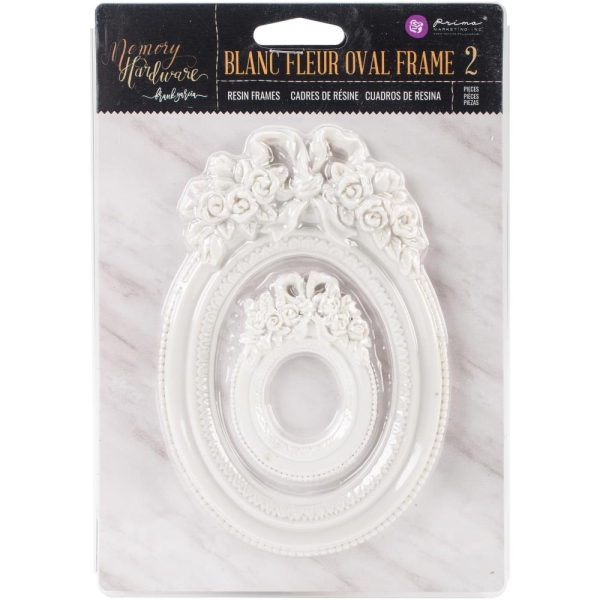 Prima Frank Garcia Memory Hardware Resin Frames - Blanc Fleur Oval (2/Pkg)