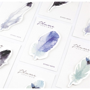 Sticky Notes or Memo Pads - Watercolor Feathers