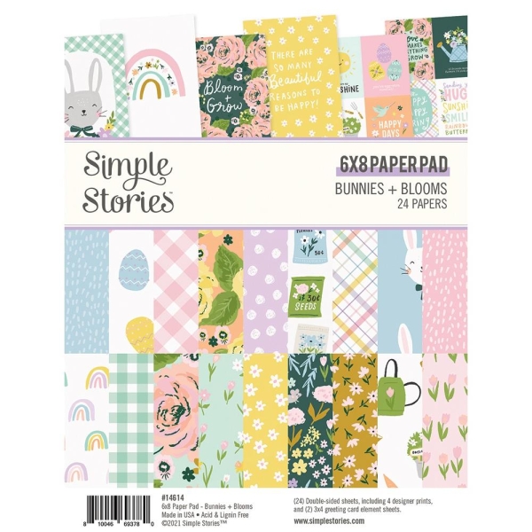 Simple Stories Double-Sided Paper Pad - Bunnies and Blooms (6"X8" 24/Pkg)