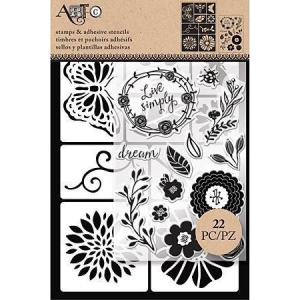 Art C Stamp and Stencil Set - Floral