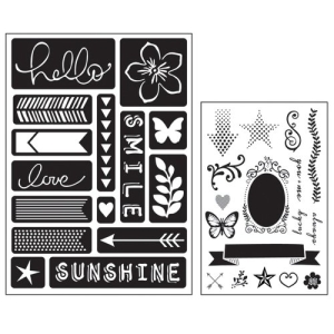 Art C Stamp and Stencil Set - Words and Icons