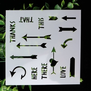 Stencil - Words and Arrows (5 by 5 inch)