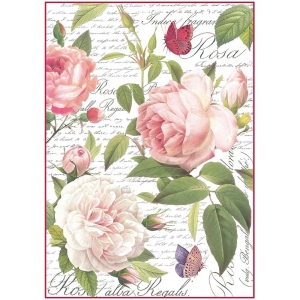 Stamperia Rice Paper A4 - Vintage Rose