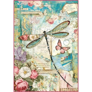 Stamperia Rice Paper A4 - Wonderland Dragonfly