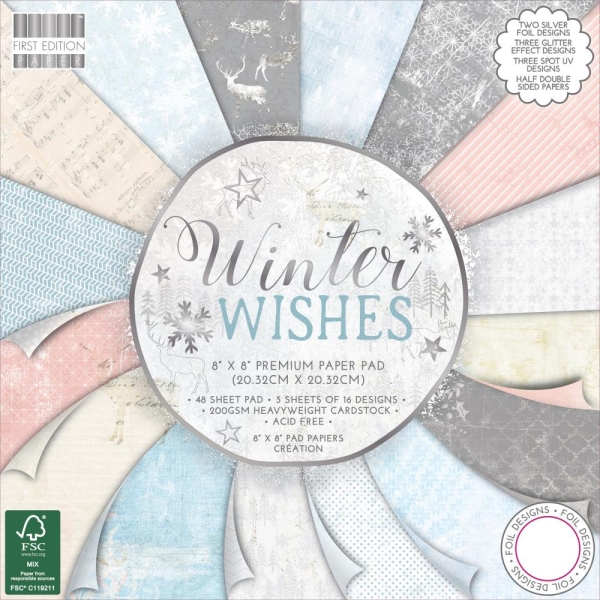 First Edition Premium Paper Pad 8"X8" - Winter Wishes (48/Pkg)