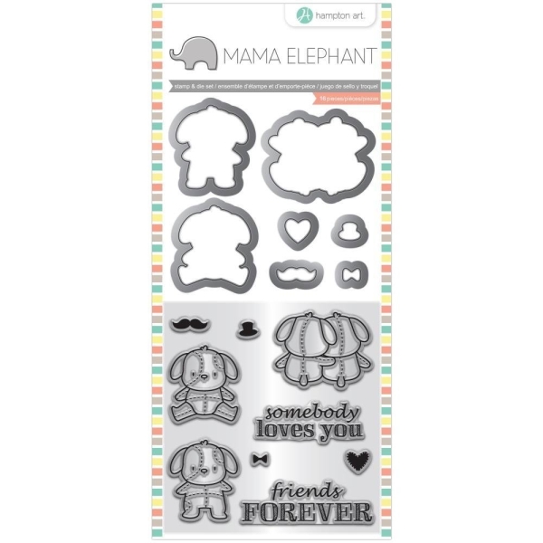 Mama Elephant Stamp and Die Set - Love Puppy