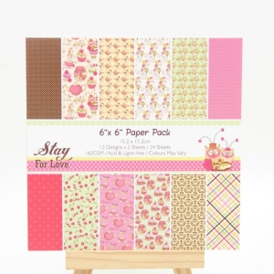 Stay for Love Scrapbook Paper (Pack of 24 sheets) - 6 by 6 inch