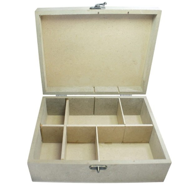 MDF slotted wooden box with partition (9 by 7 by 3 inch)