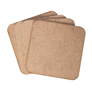 MDF Tea Coasters (4 pcs) - Rounded Square