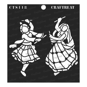 CrafTreat 6"x6" Stencil - Dandiya Couple