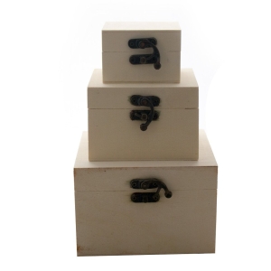 Wooden Square Boxes (Set of 3)