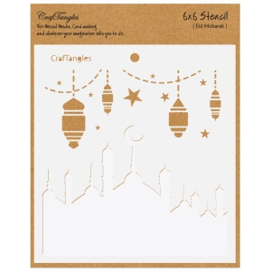 CrafTangles 6"x6" Create a scene Stencil - Eid Mubarak