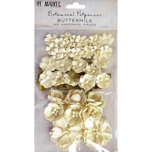 49 And Market Botanical Potpourri Flowers 49/Pkg - Buttermilk