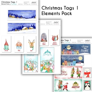 CrafTangles Elements Pack - Christmas Tags 1 (3 sheets of A4)