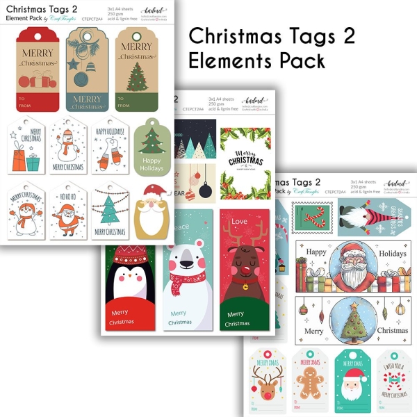 CrafTangles Elements Pack - Christmas Tags 2 (3 sheets of A4)