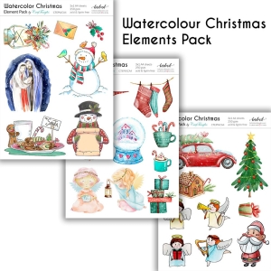 CrafTangles Elements Pack - Watercolor Christmas (3 sheets of A4)