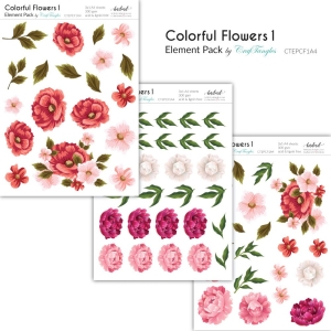 CrafTangles Elements Pack - Colorful Flowers 1 (3 sheets of A4)