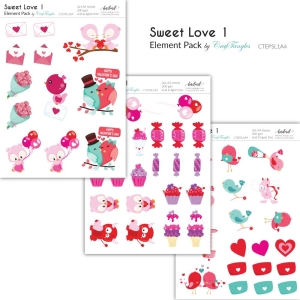 CrafTangles Elements Pack - Sweet Love 1 (3 sheets of A4)