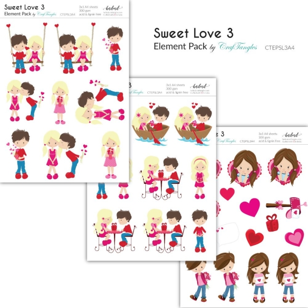 CrafTangles Elements Pack - Sweet Love 3 (3 sheets of A4)