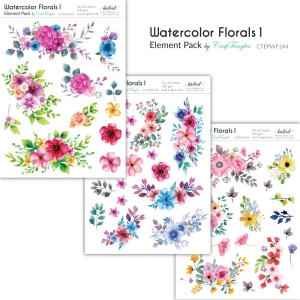 CrafTangles Elements Pack - Watercolor Florals 1 (3 sheets of A4)