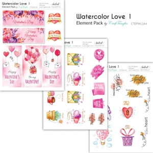 CrafTangles Elements Pack - Watercolor Love 1 (3 sheets of A4)