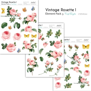 CrafTangles Elements Pack - Vintage Rosette 1 (3 sheets of A4)