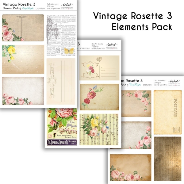 CrafTangles Elements Pack - Vintage Rosette 3 (3 sheets of A4)