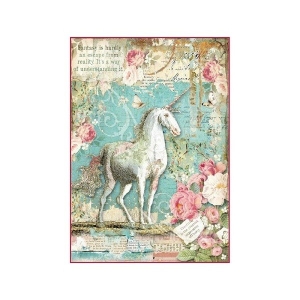 Stamperia Rice Paper A4 - Wonderland Unicorn