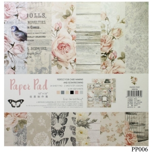 10x10 EnoGreeting Scrapbook paper pack - Pink Florals (PP006) (Set of 24 sheets 2 die cut sheets)