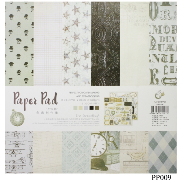 10x10 EnoGreeting Scrapbook paper pack - Traveller (PP009) (Set of 24 sheets and 2 die cut sheets)