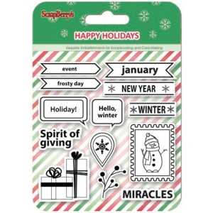 ScrapBerry's Happy Holiday Clear Stamps 4"X4" (SCB4906004B)