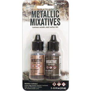 Tim Holtz Alcohol Ink Metallic Mixatives - Rose Gold and Gunmetal