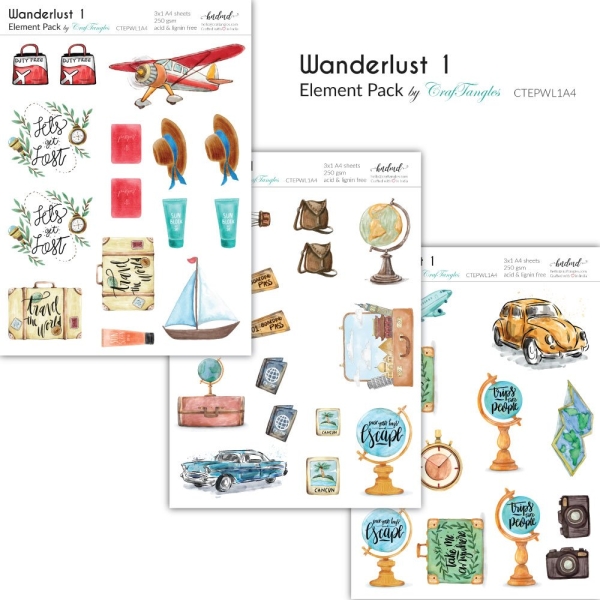 CrafTangles Elements Pack - Wanderlust 1 (3 sheets of A4)