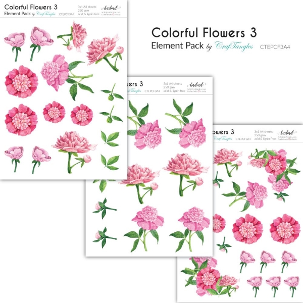 CrafTangles Elements Pack - Colorful Flowers 3 (3 sheets of A4)