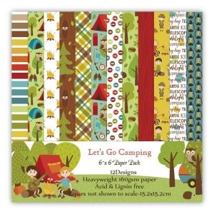 Lets go Camping Scrapbook Paper (Pack of 24 sheets) - 6 by 6 inch