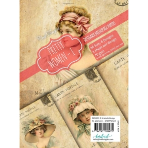 CrafTangles Decoupage Paper Pack - Pretty Women 1 (A4) - 4 sheets