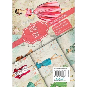 CrafTangles Decoupage Paper Pack - Retro Chic (A4) - 4 sheets