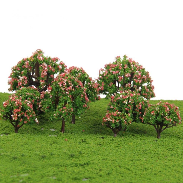 Miniatures - Green Trees with flowers (10 pcs)