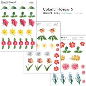 CrafTangles Elements Pack - Colorful Flowers 5 (3 sheets of A4)