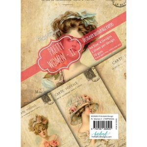 CrafTangles Decoupage Paper Pack - Pretty Women 2 (A4) - 4 sheets