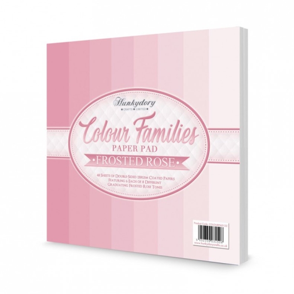 Hunkydory Color Families Double-Sided Paper Pad 8"X8" 48/Pkg - Frosted Rose