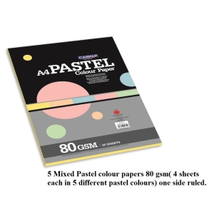 CAMPAP 1 side ruled pastel 5 mixed colour paper pack A4( 4 sheets per colour) - Pack of 2