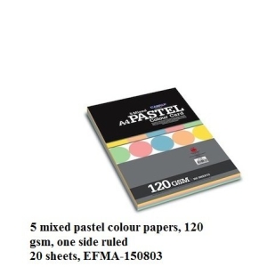 CAMPAP 1 side ruled pastel 5 mixed colour paper pack A4( 4 sheets per colour) - Pack of 2