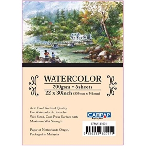 Campap 100% COTTON WATERCOLOUR PAPER PACK (22 by 30 inch)