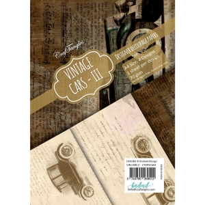 CrafTangles Decoupage Paper Pack - Vintage Cars 3 (A4) - 4 sheets