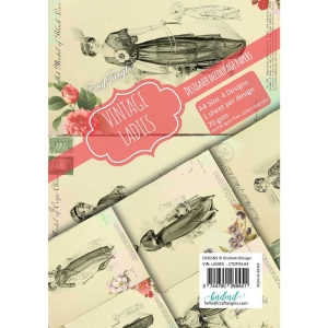 CrafTangles Decoupage Paper Pack - Vintage Ladies (A4) - 4 sheets