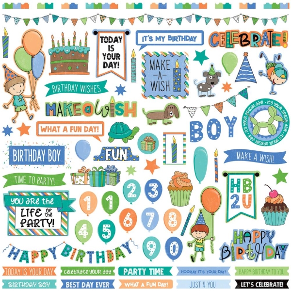 Photoplay Sticker - Birthday Wishes Boy Stickers 12"X12"