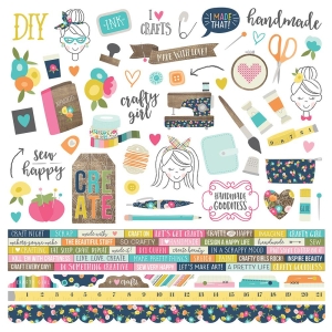 Simple Stories Sticker - Crafty Girl 12"X12"