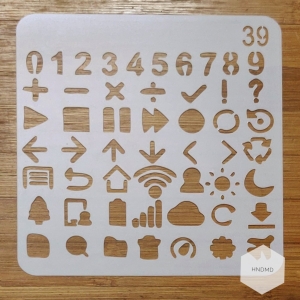 Stencil - Icons and Numbers (5 by 5 inch)